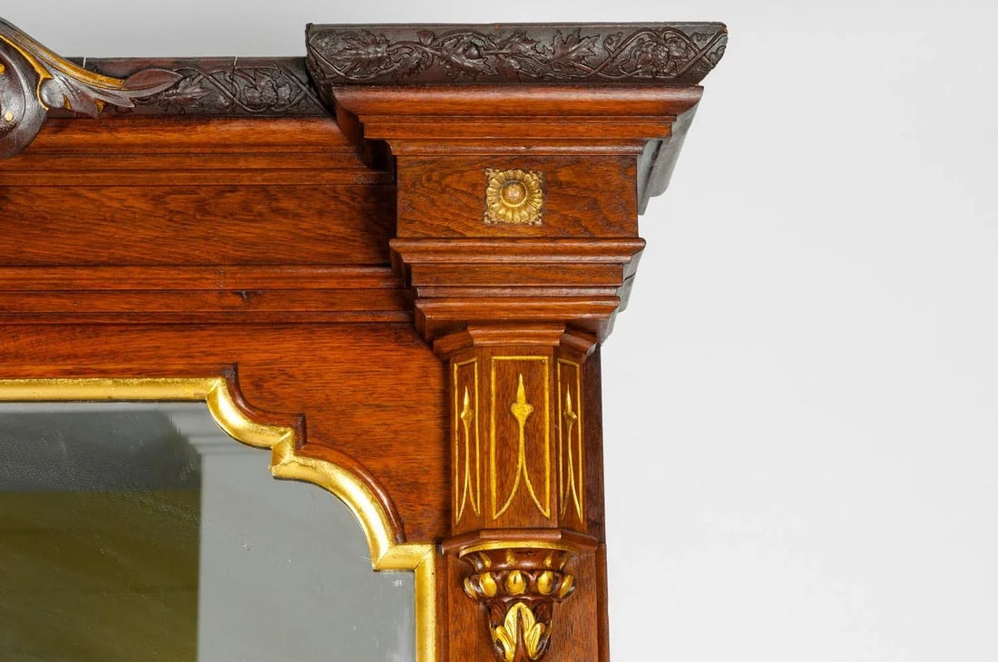 Antique Victorian Walnut Pier Mirror - 9