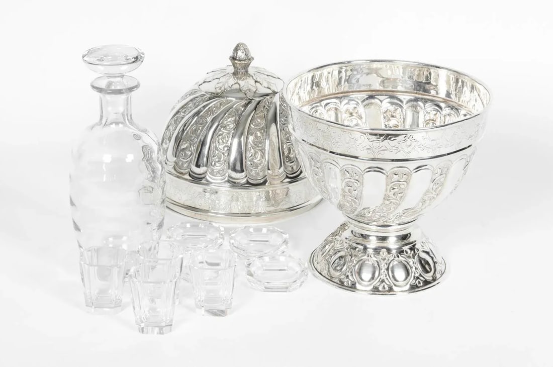 Sheffield Silver Plated Egg Shape Liquor Cave - 7 Piece Set - 11