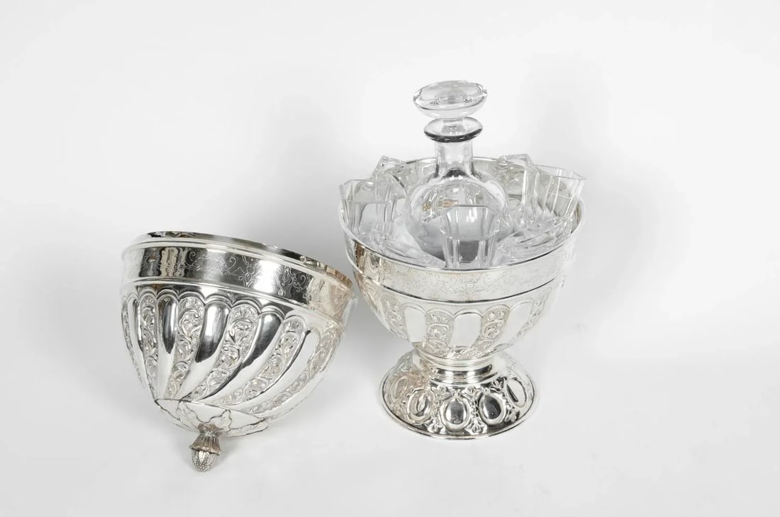 Sheffield Silver Plated Egg Shape Liquor Cave - 7 Piece Set - 4