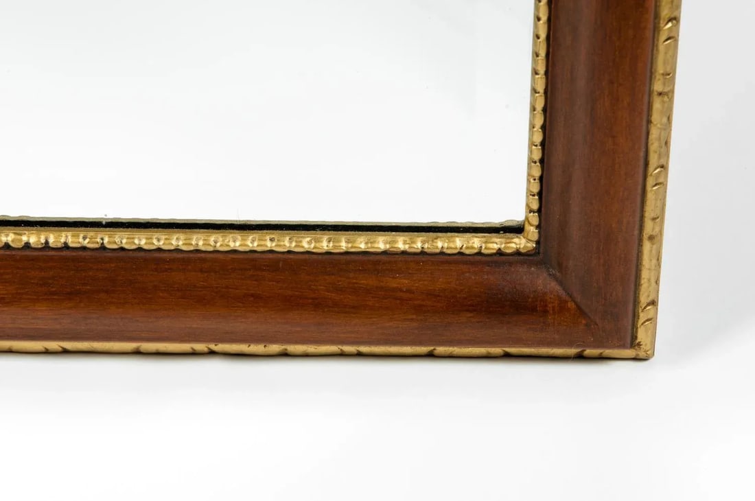 Vintage Mahogany Wood Framed Hanging Wall Mirror - 8