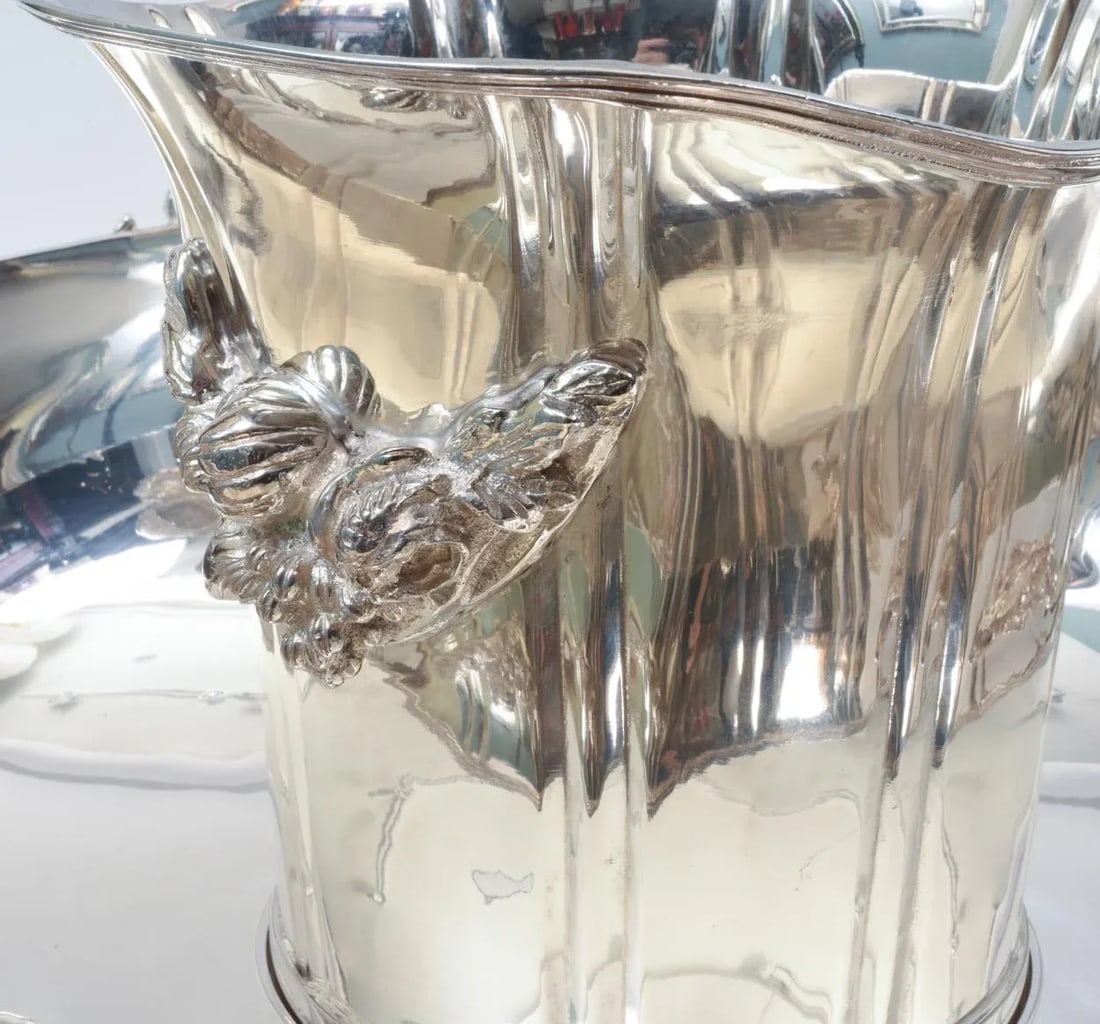Large English Sheffield Silver Plated Champagne Cooler With Ice Bucket - 6