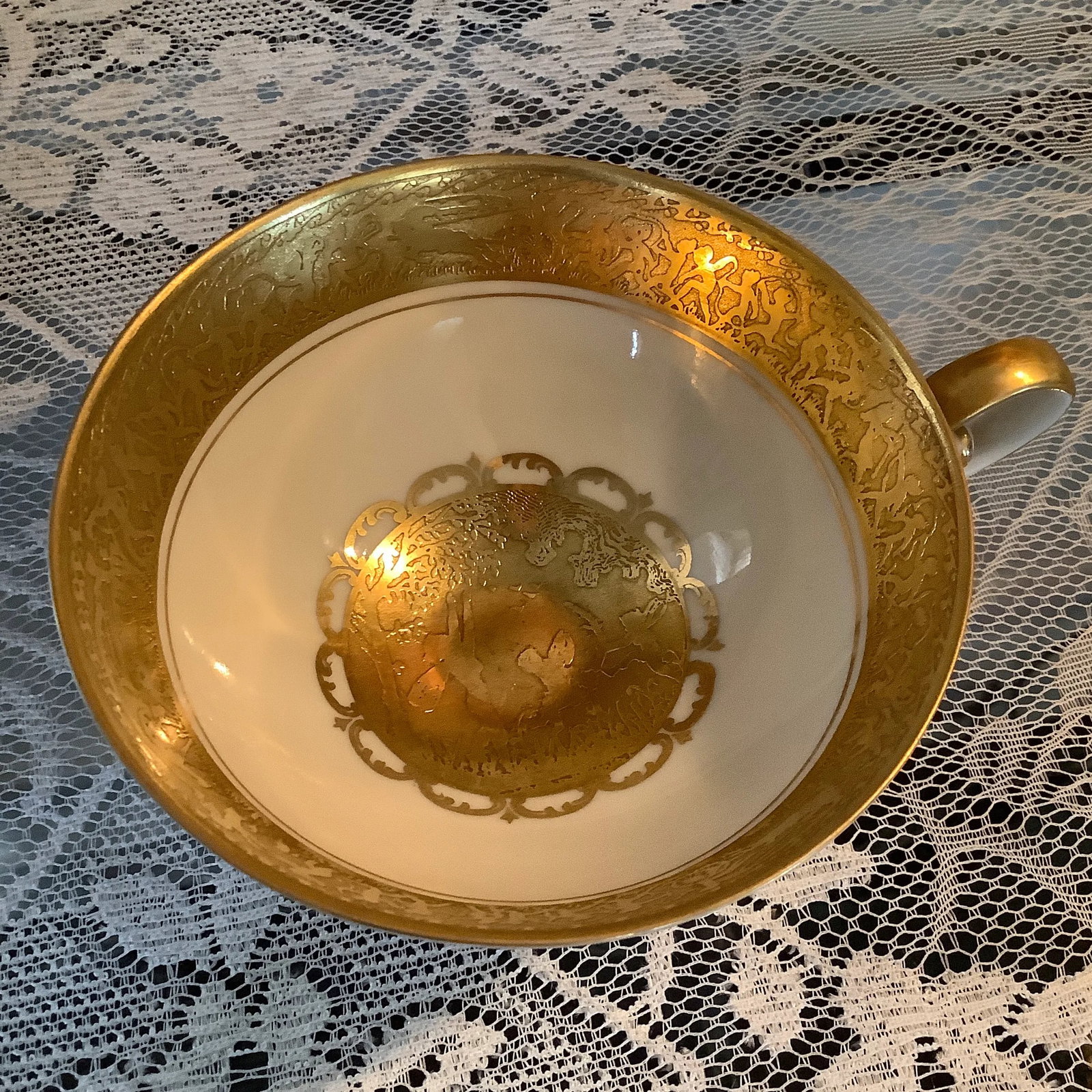 Bavarian Gilded Nymphs and Fairies Motif Tea Cup & Plates - 11