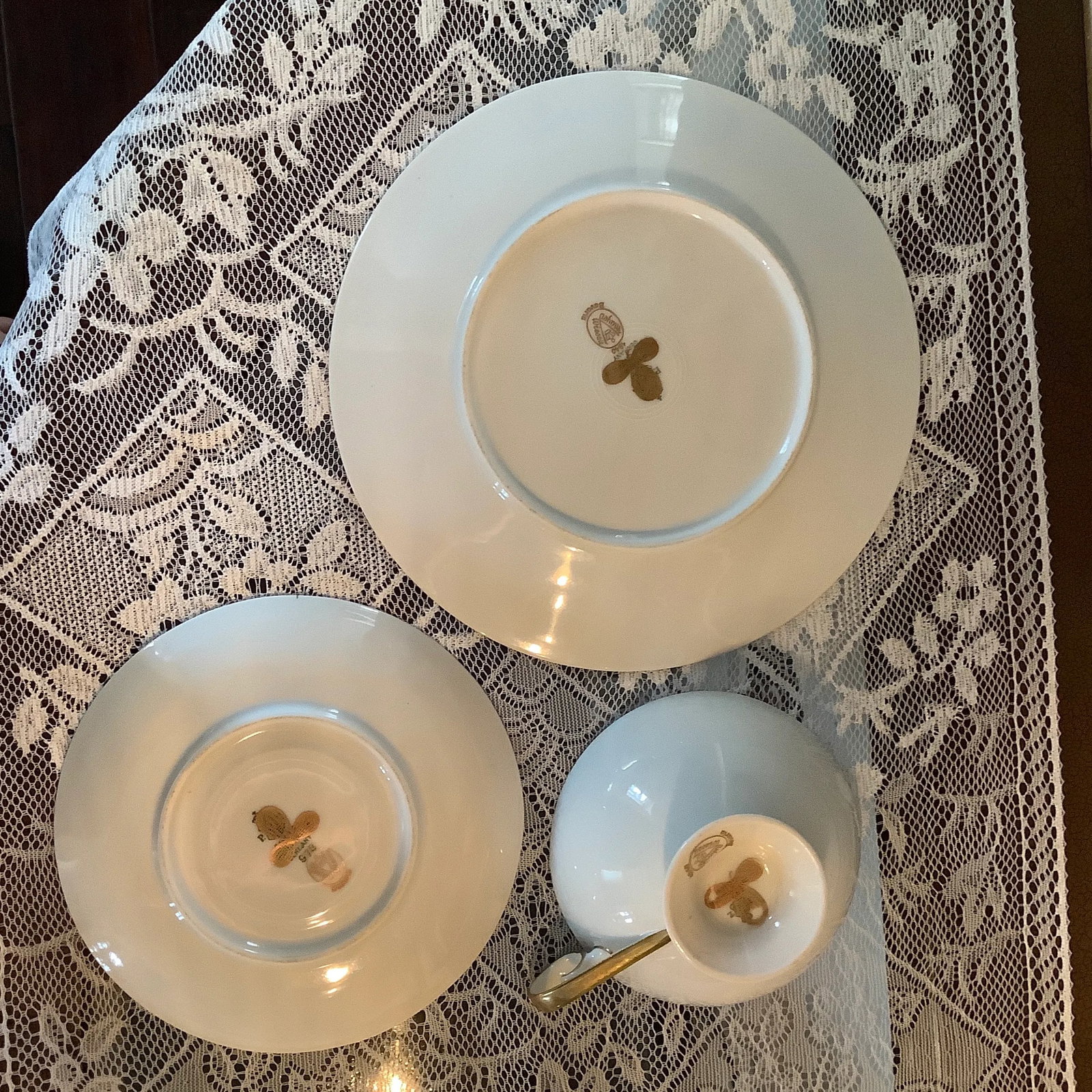 Bavarian Gilded Nymphs and Fairies Motif Tea Cup & Plates - 8