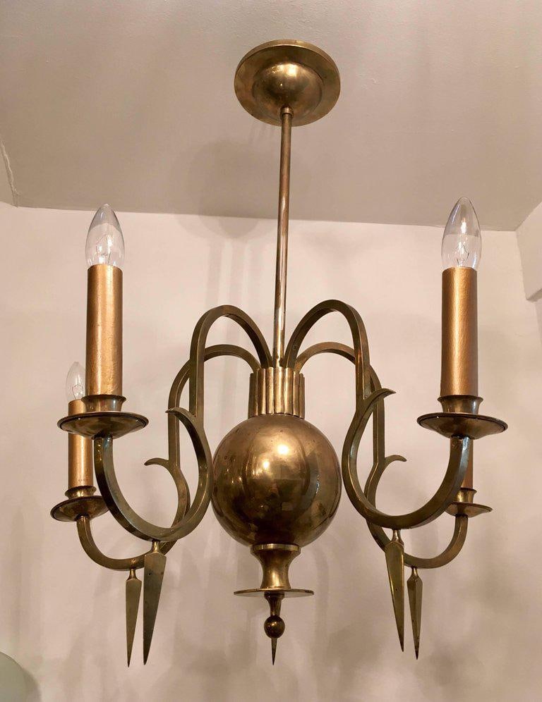1920 Swedish Grace Bronze Chandelier - 2