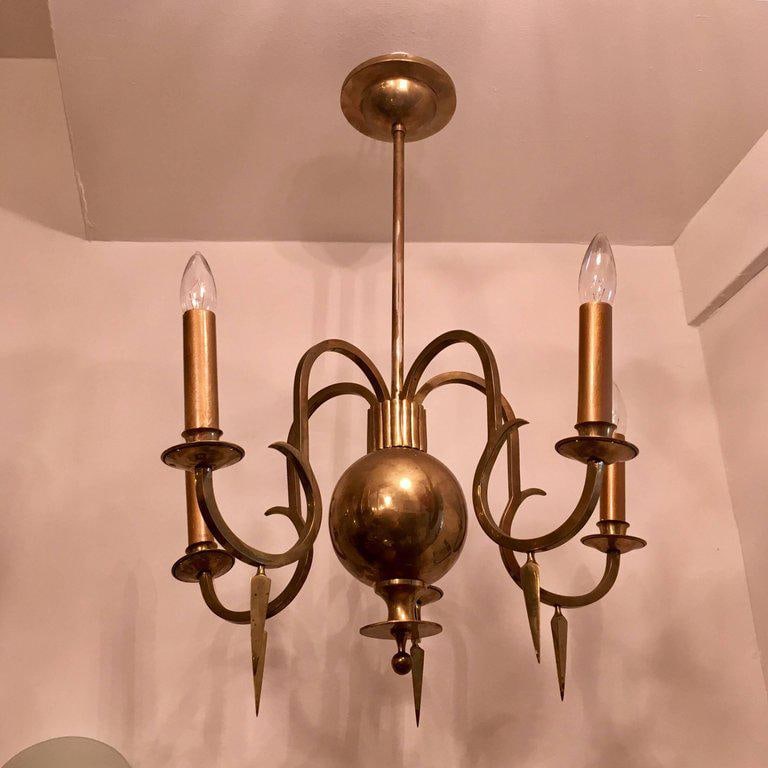 1920 Swedish Grace Bronze Chandelier - 5