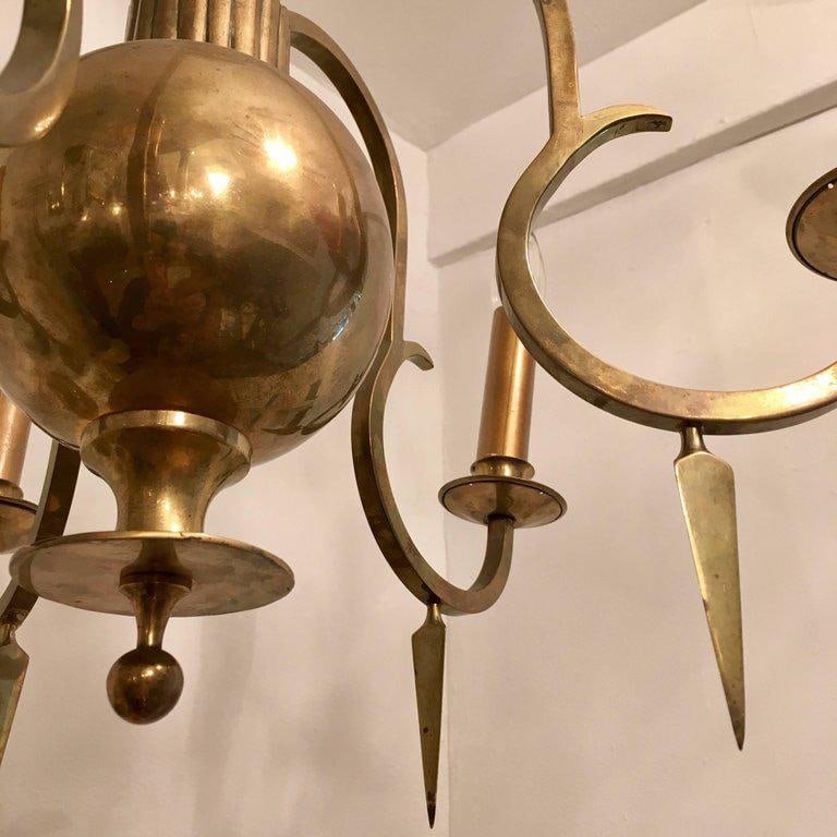 1920 Swedish Grace Bronze Chandelier - 6