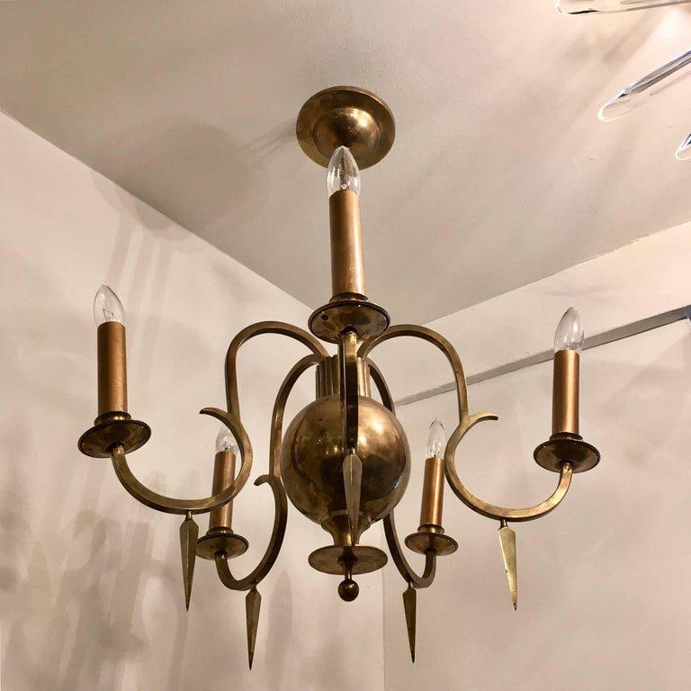 1920 Swedish Grace Bronze Chandelier - 7