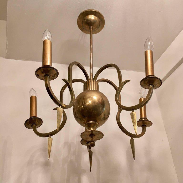 1920 Swedish Grace Bronze Chandelier - 8