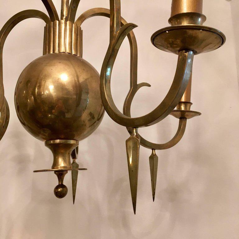 1920 Swedish Grace Bronze Chandelier - 9