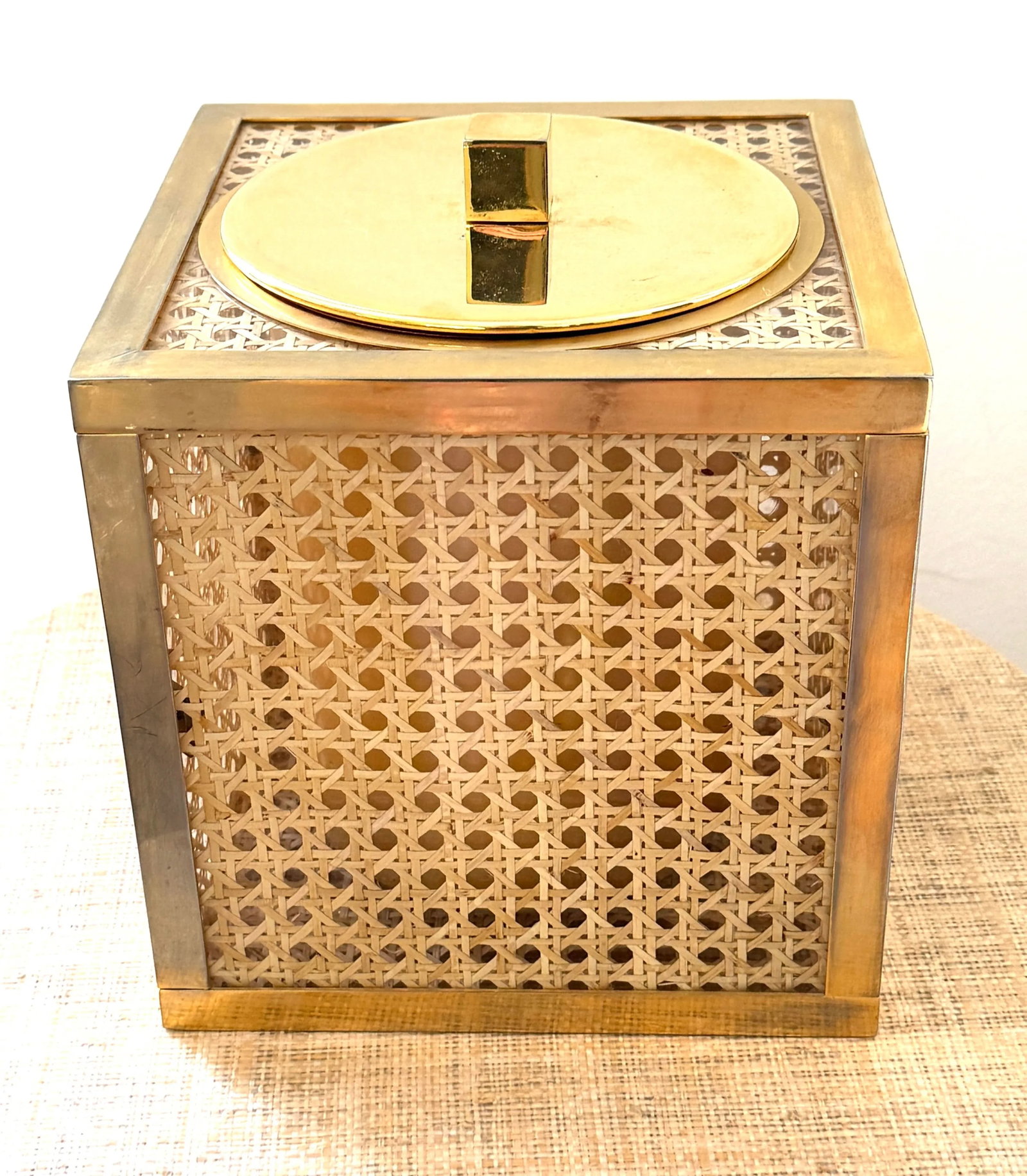 1970's Italian Lucite, Caning, Brass Ice Bucket Crespi/Dior Style - 10