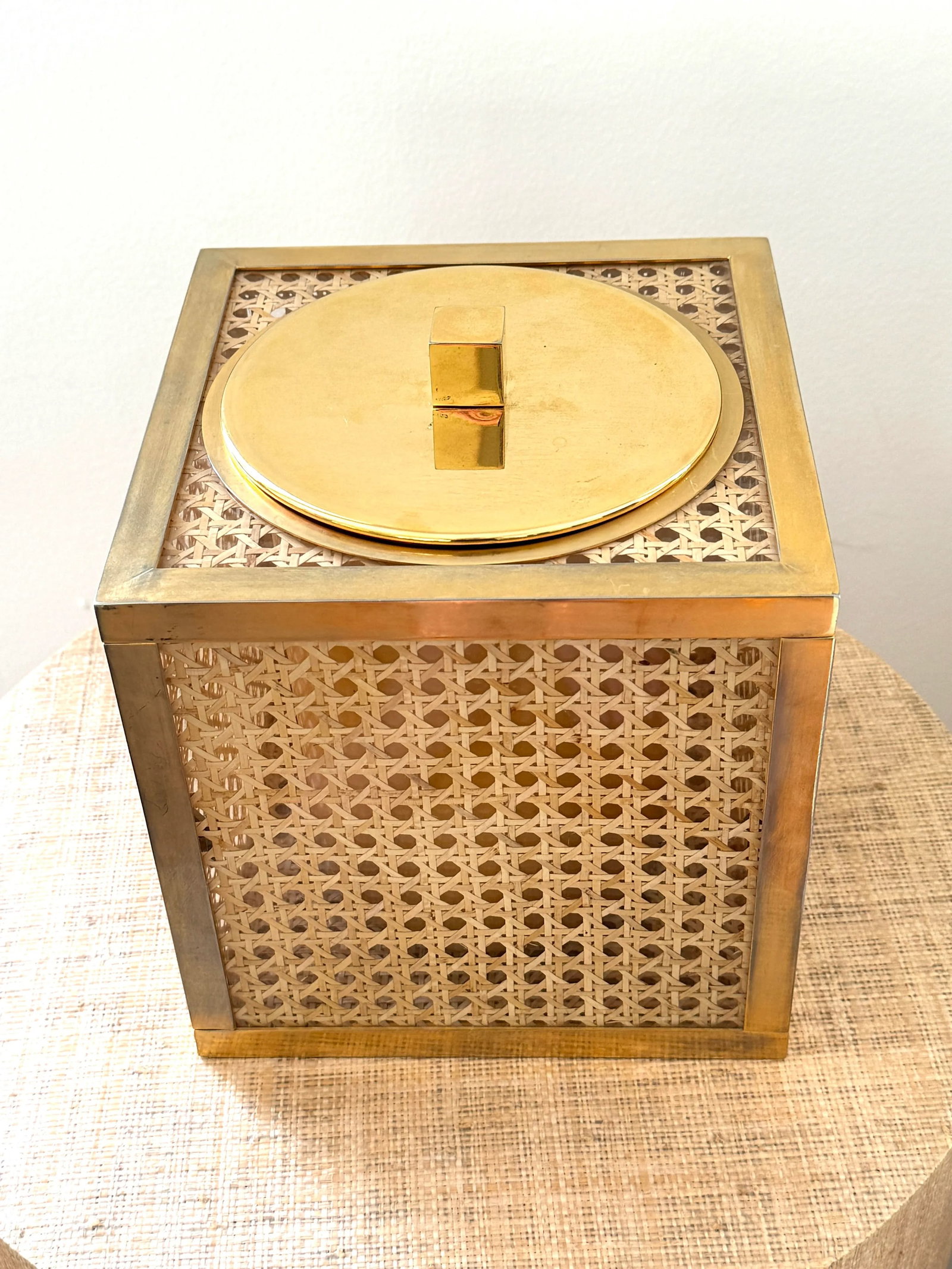 1970's Italian Lucite, Caning, Brass Ice Bucket Crespi/Dior Style - 11
