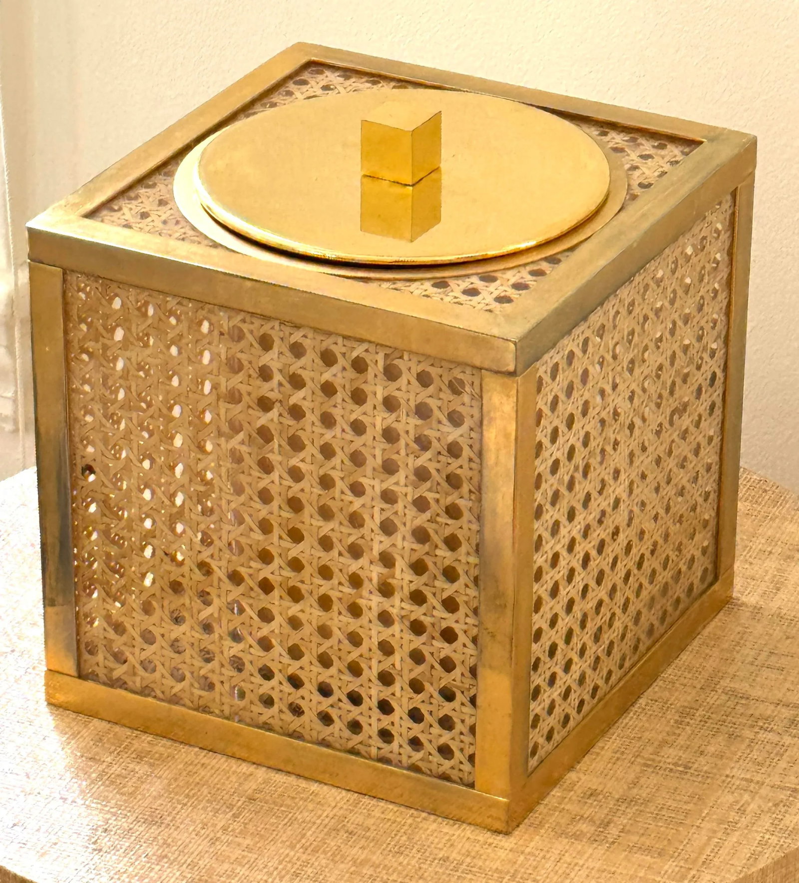 1970's Italian Lucite, Caning, Brass Ice Bucket Crespi/Dior Style - 4