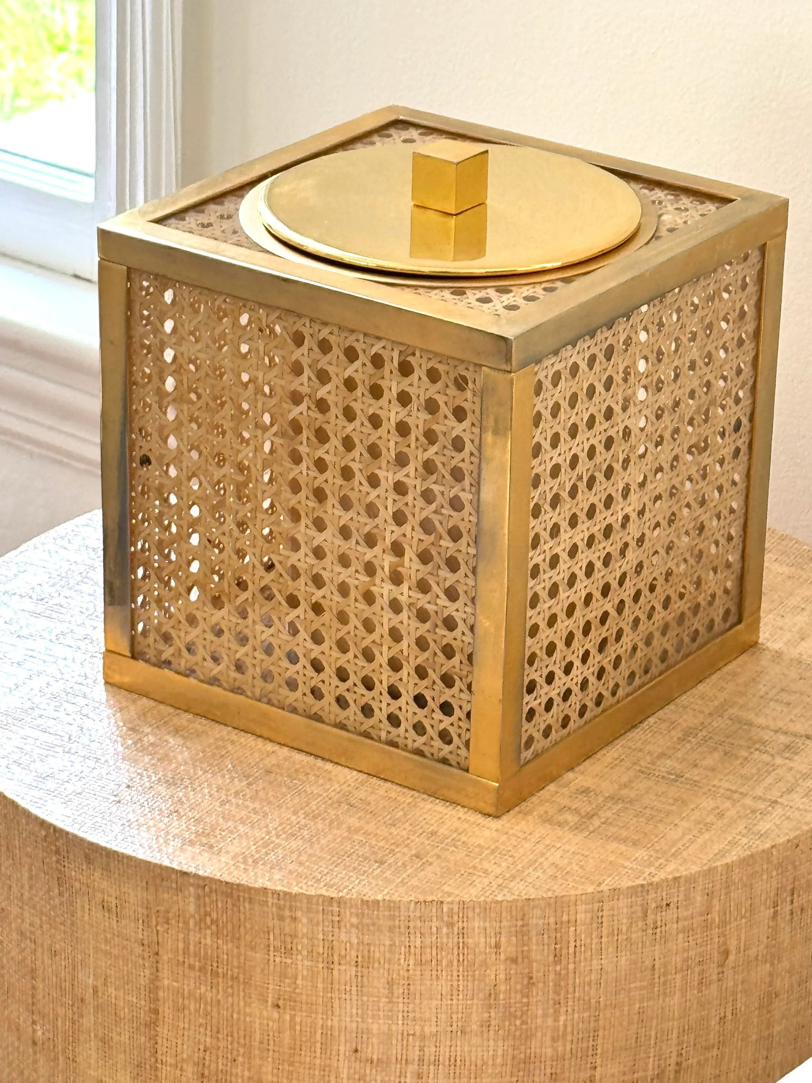 1970's Italian Lucite, Caning, Brass Ice Bucket Crespi/Dior Style - 5