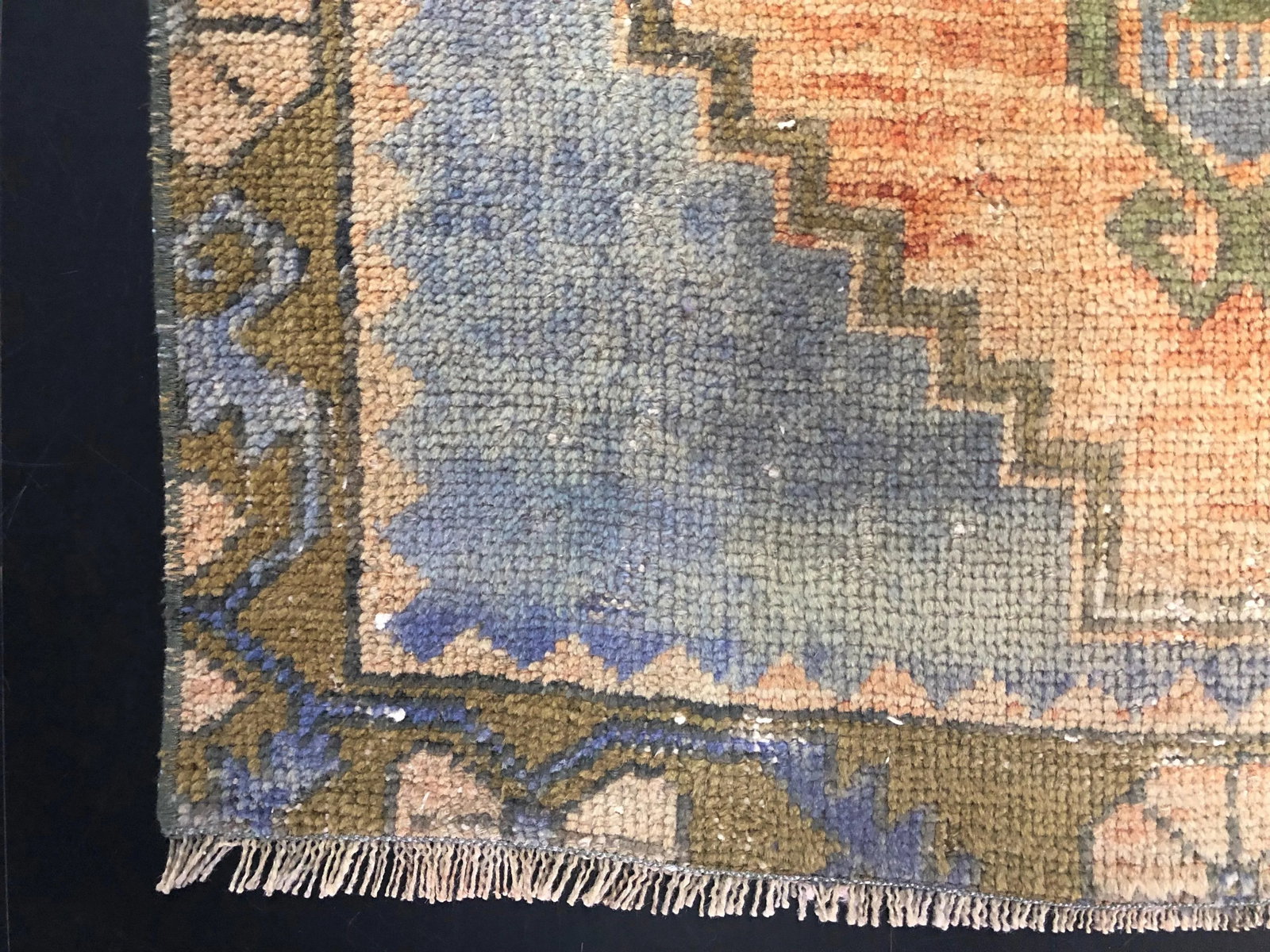 1960s Vintage Aztec Faded Vintage Turkish Anatolian Wool Runner-2'6'' * 8'9'' - 10