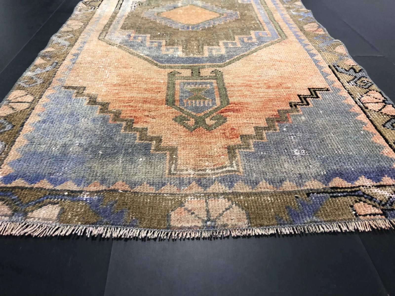 1960s Vintage Aztec Faded Vintage Turkish Anatolian Wool Runner-2'6'' * 8'9'' - 8