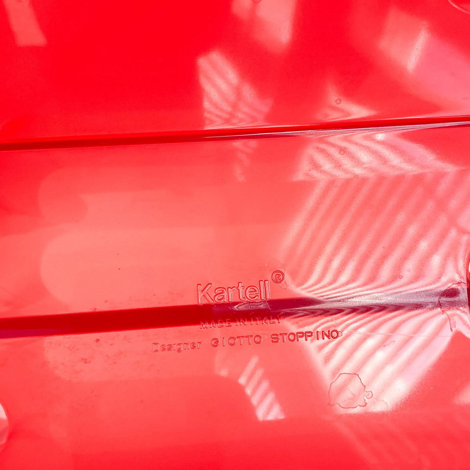 Giotto Stoppino for Kartell Translucent Red Magazine Holder, 1972 Italian Plastic Magazine Rack - 6