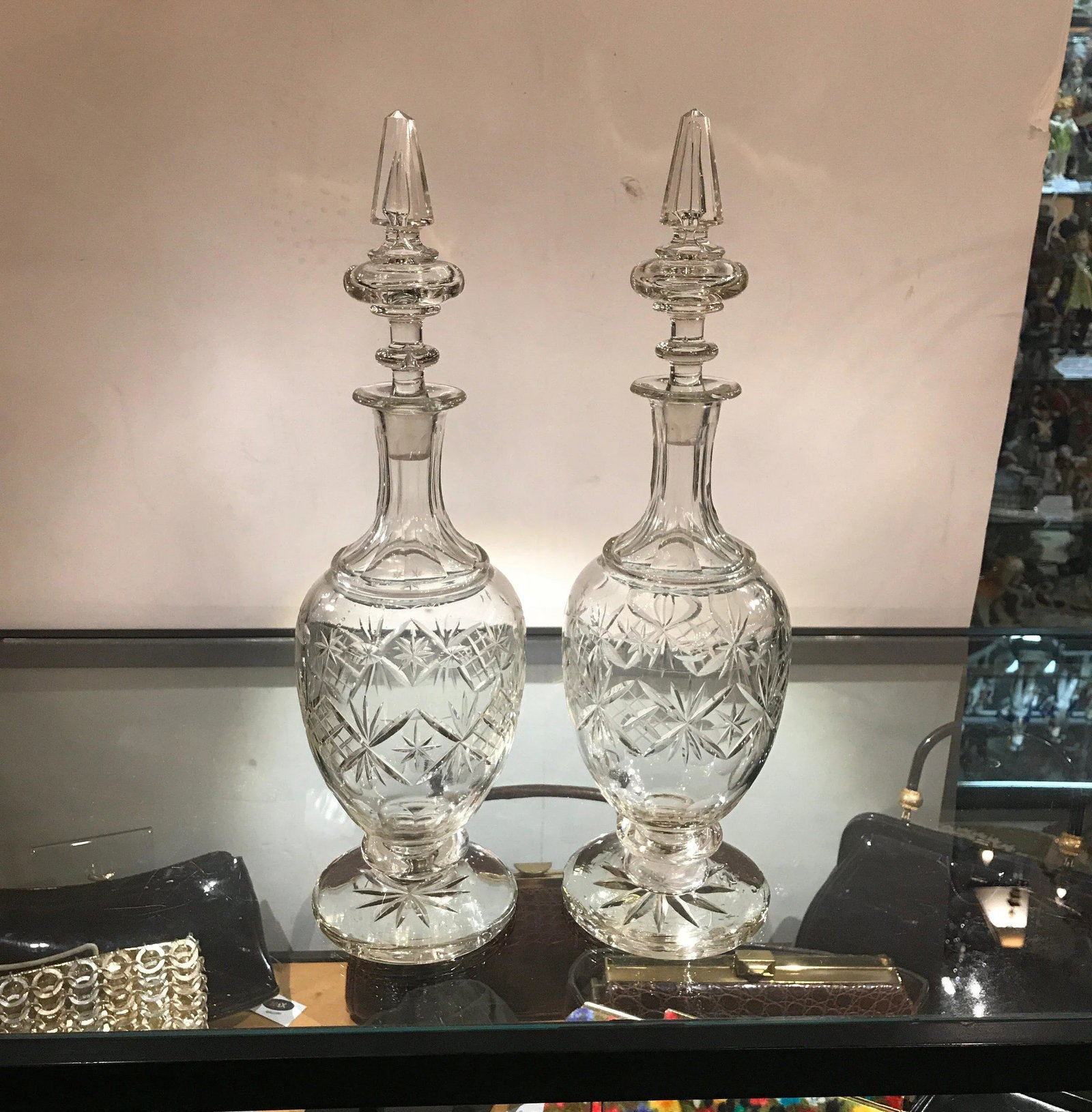 19th Century European Cut Glass Claret Decanters - a Pair - 3
