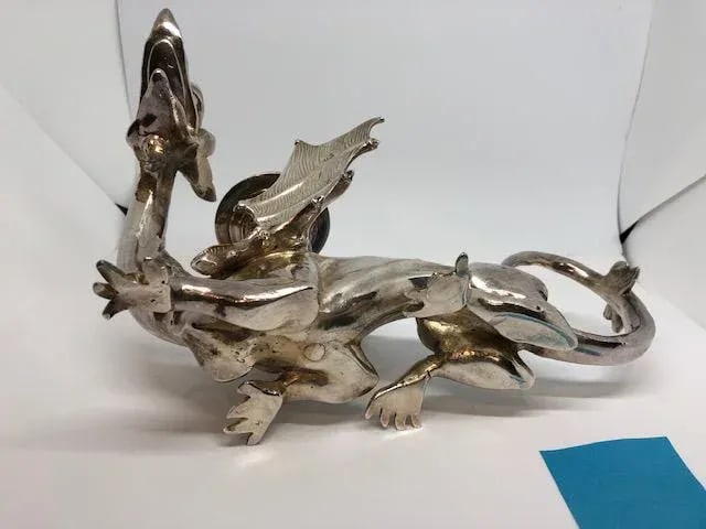 Victorian Silverplate Chinoiserie Dragon Candle Holders - a Pair - 11