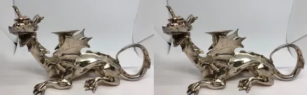 Victorian Silverplate Chinoiserie Dragon Candle Holders - a Pair - 13