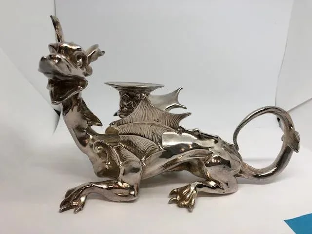 Victorian Silverplate Chinoiserie Dragon Candle Holders - a Pair - 3