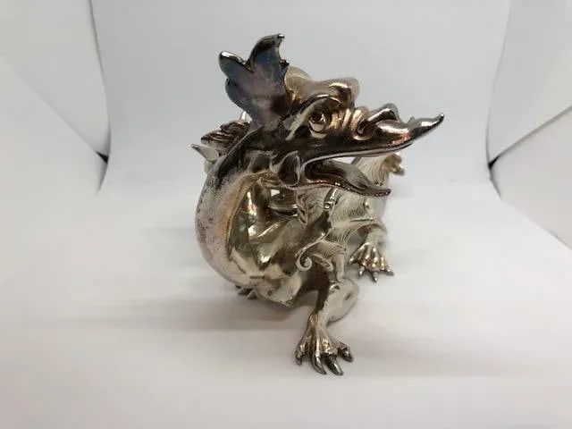 Victorian Silverplate Chinoiserie Dragon Candle Holders - a Pair - 6