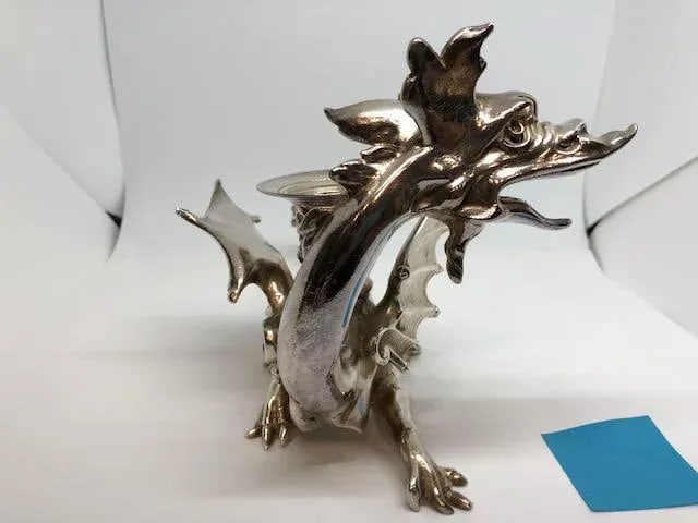 Victorian Silverplate Chinoiserie Dragon Candle Holders - a Pair - 7