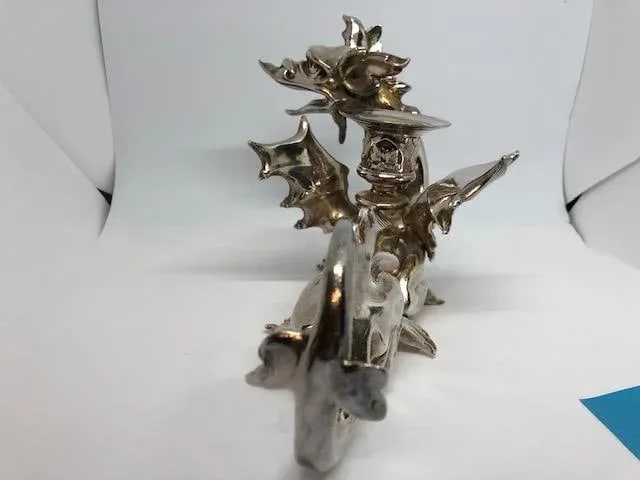 Victorian Silverplate Chinoiserie Dragon Candle Holders - a Pair - 8