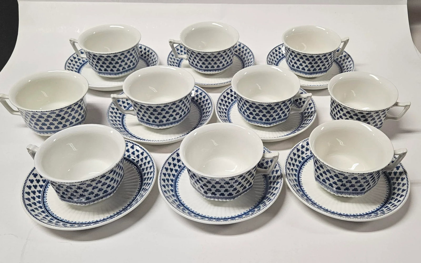 Late 20th Century Adams "Brentwood" Ironstone Luncheon Set, Made in England, Blue Backstamp- 39 Piec - 4