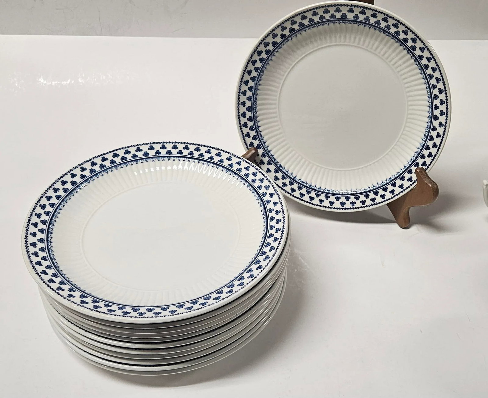 Late 20th Century Adams "Brentwood" Ironstone Luncheon Set, Made in England, Blue Backstamp- 39 Piec - 7