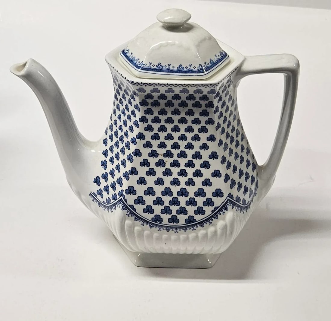 Late 20th Century Adams "Brentwood" Ironstone Luncheon Set, Made in England, Blue Backstamp- 39 Piec - 9