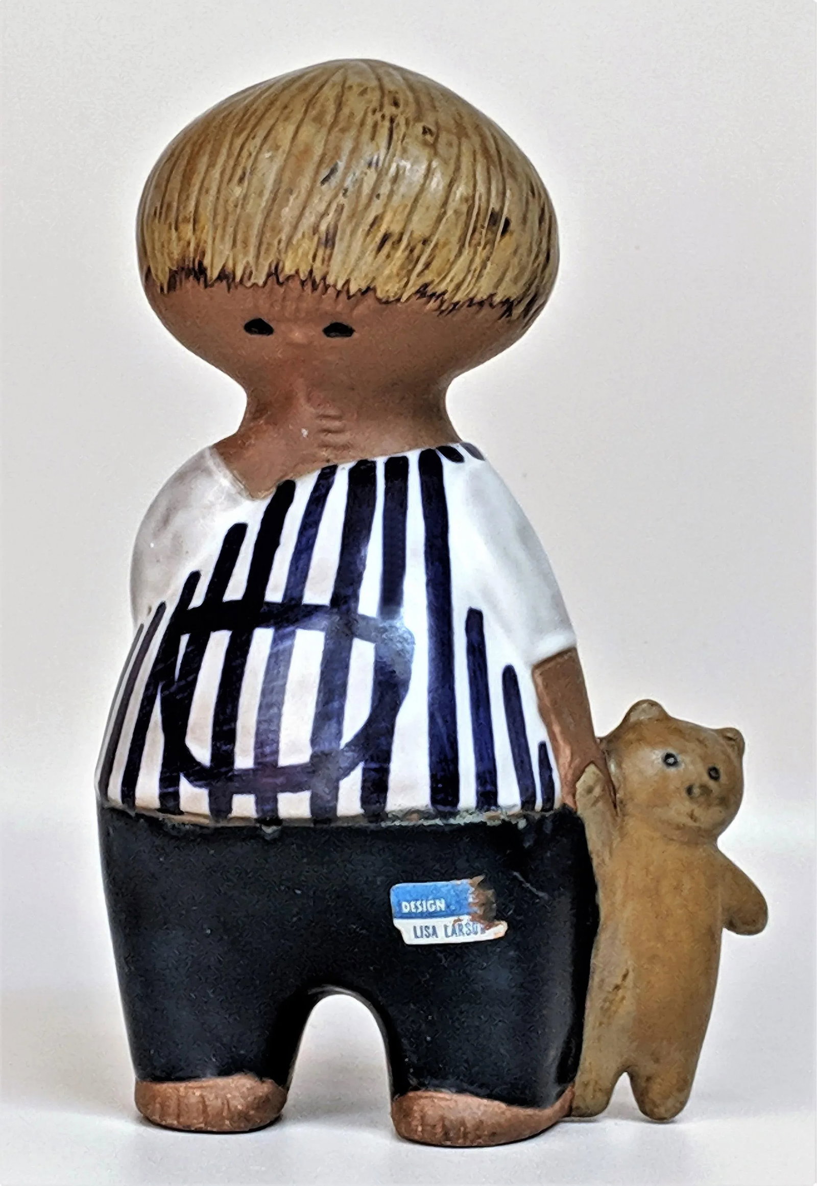 Lisa Larson Gustavsberg Sweden Malin Boy With Teddy Bear Figurine - 12