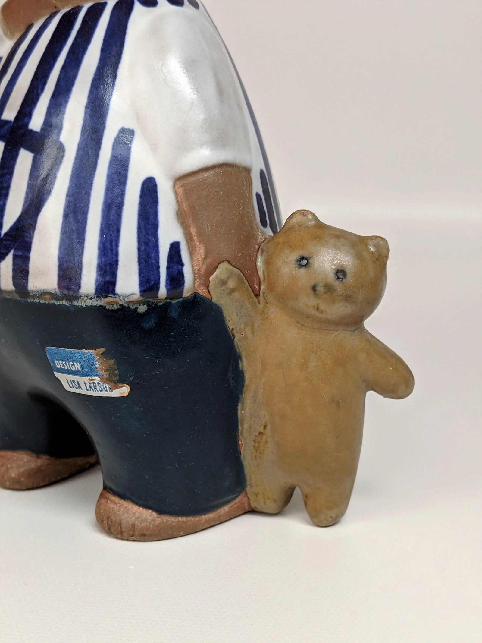 Lisa Larson Gustavsberg Sweden Malin Boy With Teddy Bear Figurine - 5