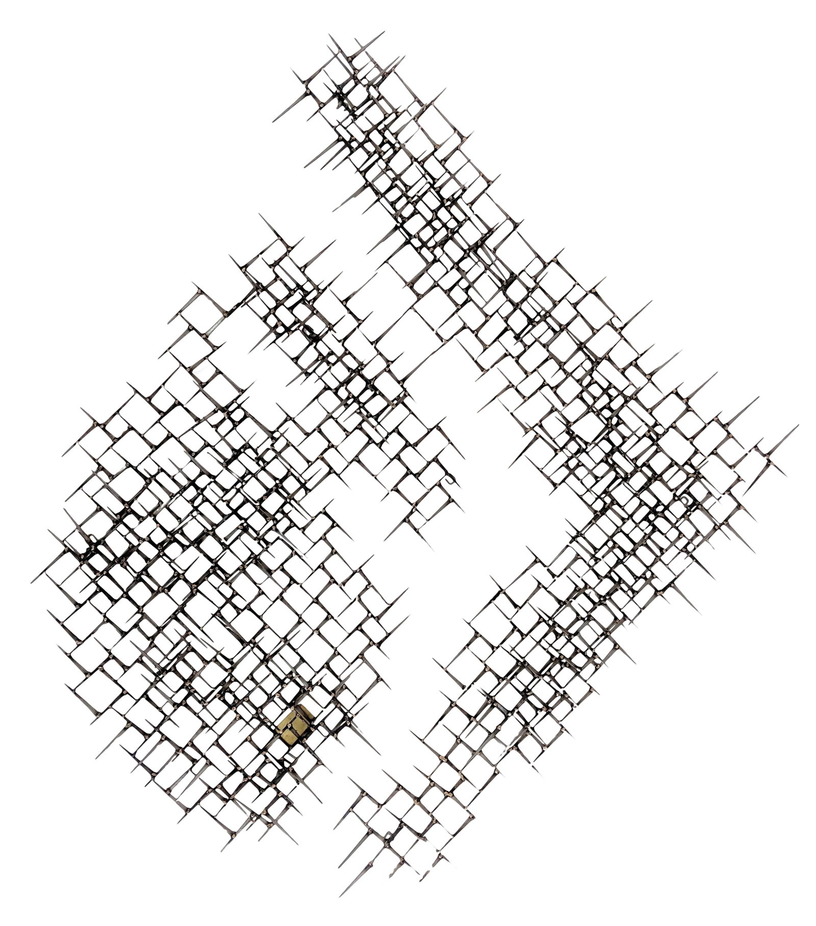 Mid-Century Modern Style Welded Nail Sculpture: Nail Sculpture is welded with bronze. It is a two piece sculpture and can be placed within your specifications. This was made in our studio in Fort Lauderdale, FL. Condition: Alterations: Original Con