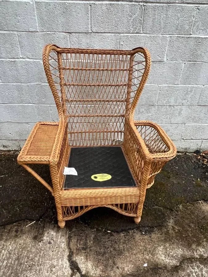 Late 20th Century Vintage Henry Link Furniture Wicker Sofa and Lounge Chair With Floral Cushions, Sm - 10