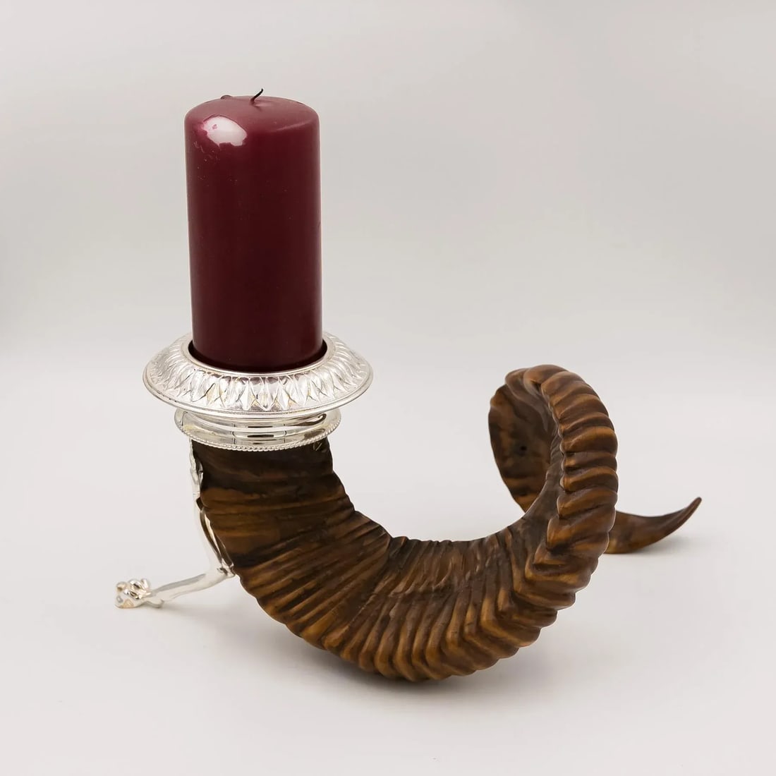 Scottish Rams Horn and Silver Candle Holder, Mid-19th Century - 4