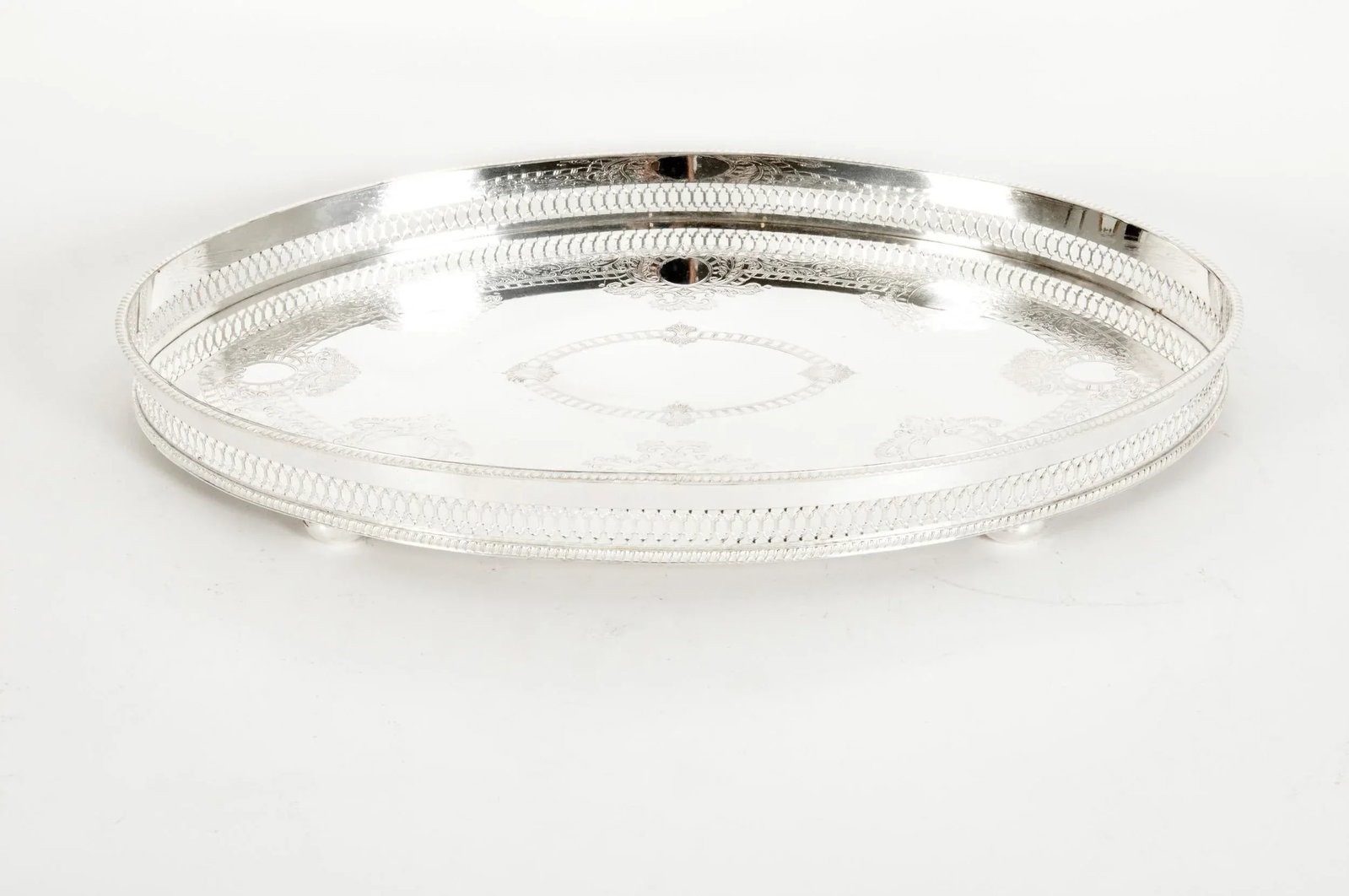 English Sheffield Silver Plated Oval Barware / Tableware Tray - 13