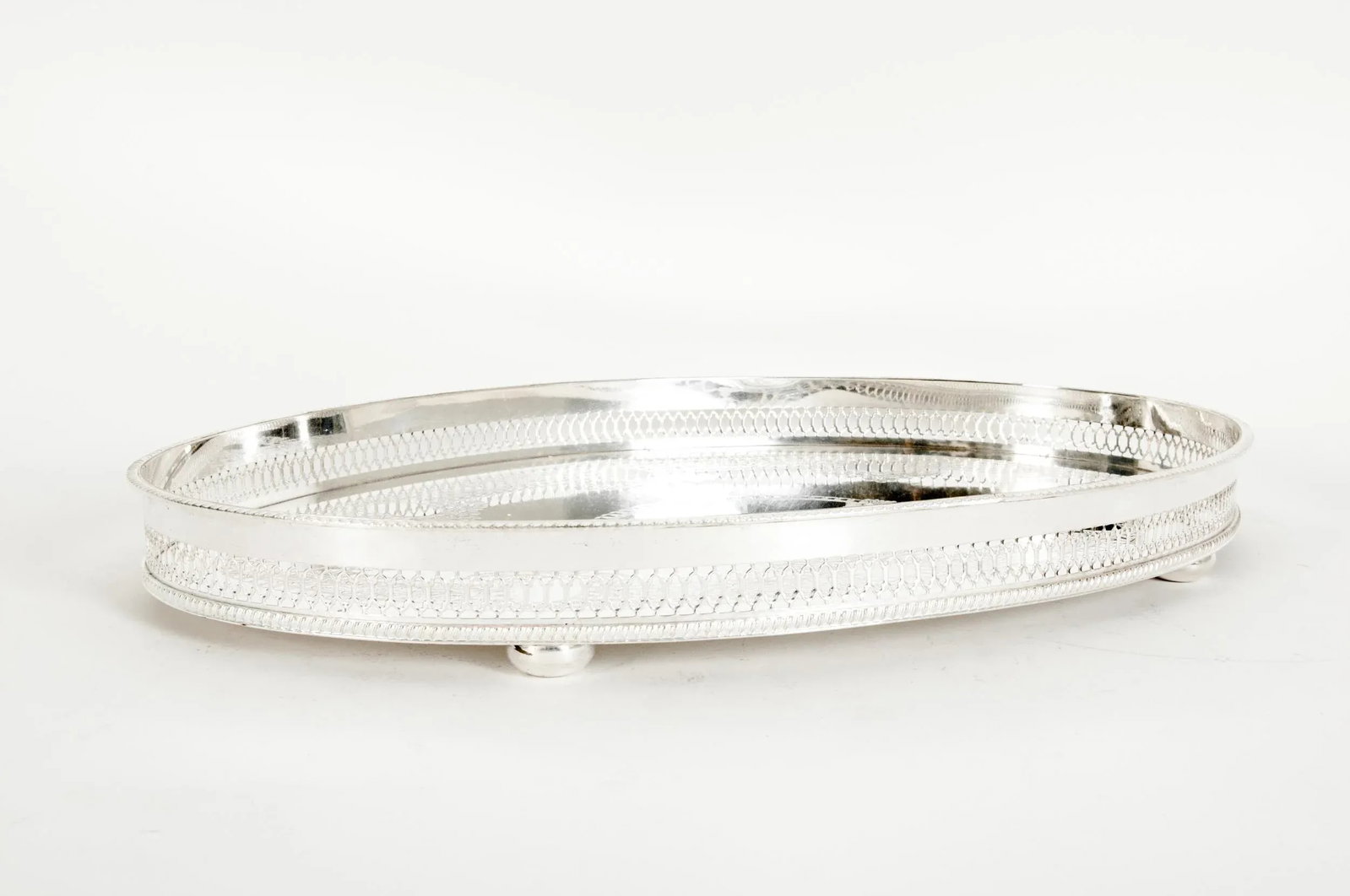 English Sheffield Silver Plated Oval Barware / Tableware Tray - 5