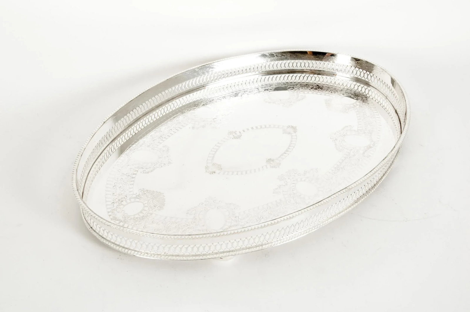 English Sheffield Silver Plated Oval Barware / Tableware Tray - 9