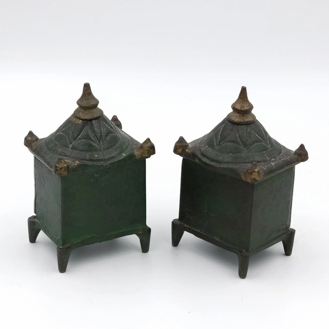 Vintage English Victorian Cast Iron Architectural Still Banks C. 1880 - a Pair - 4