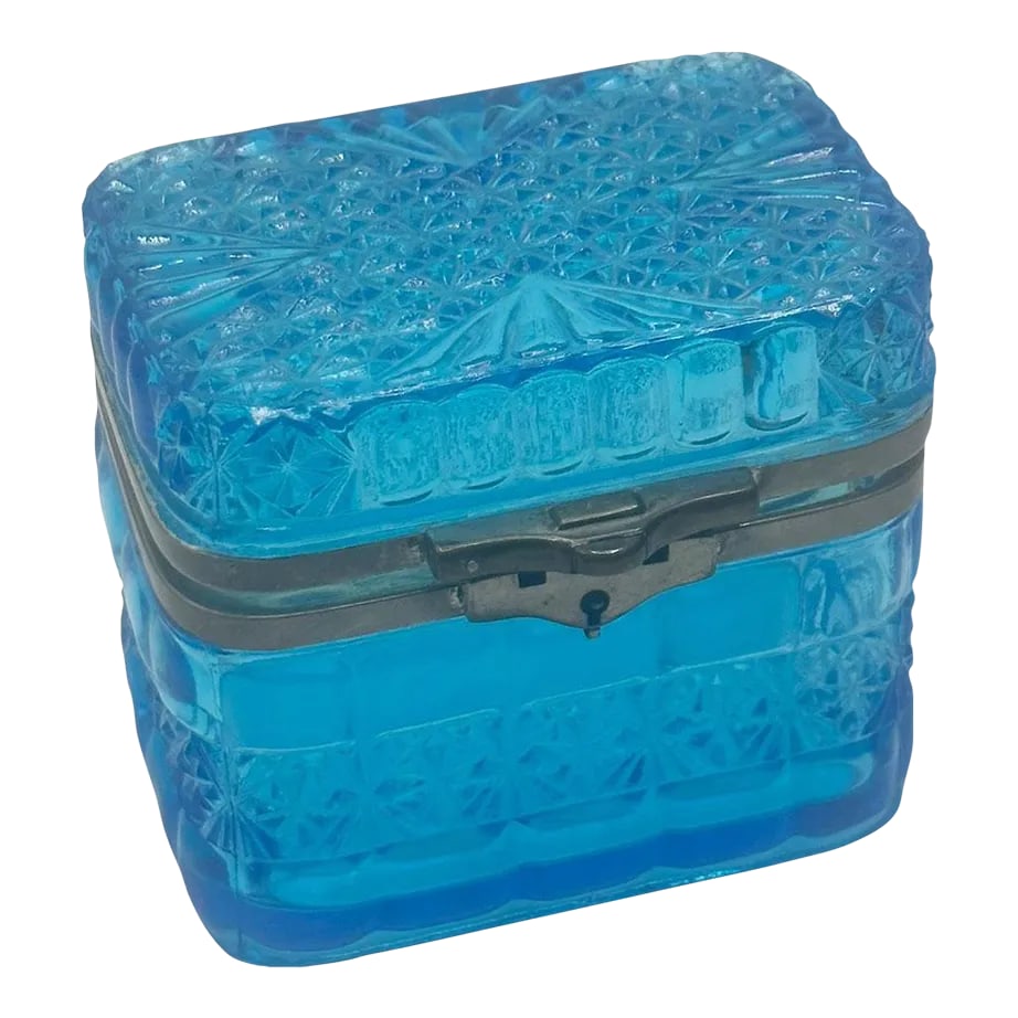Blue Czechoslovakia Pressed Glass Box (1 of 6)