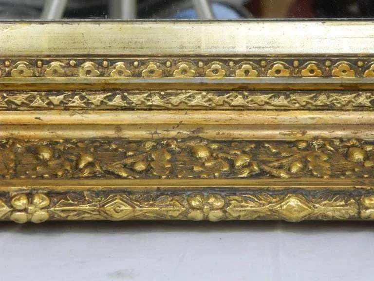 English Gold Leaf and Water Gilding Trim Mirror, Circa 1850-1880 - 3
