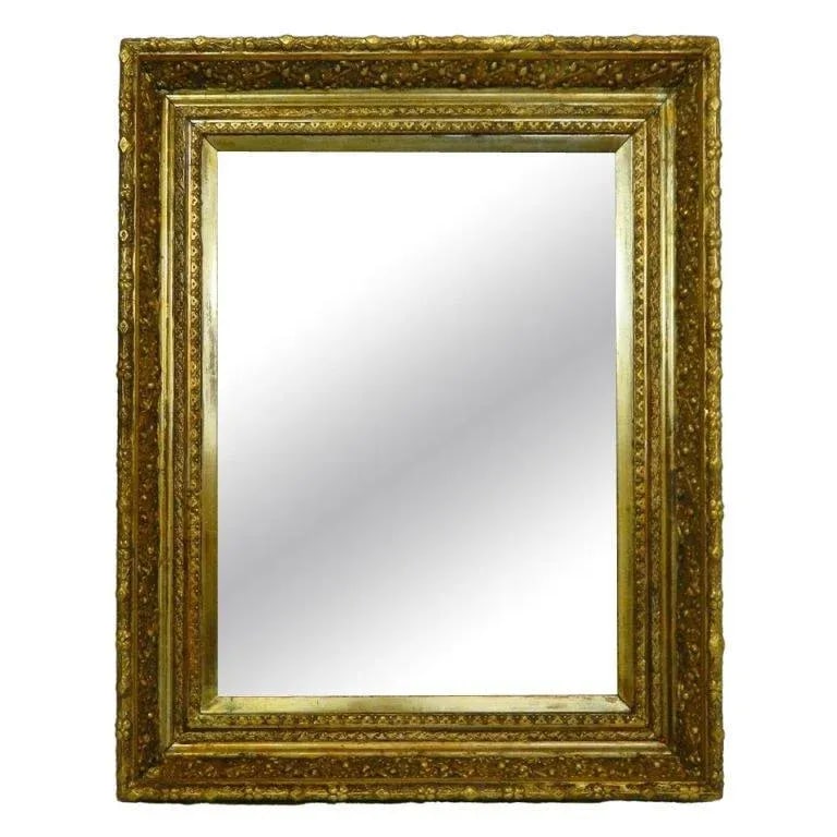 English Gold Leaf and Water Gilding Trim Mirror, Circa 1850-1880 - 8