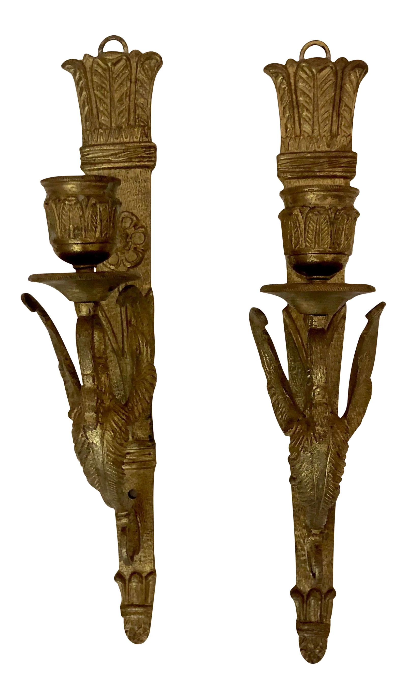 Gilt (Gold) Empire Style Bronze Wall Appliques (Sconces) - a Pair (1 of 10)