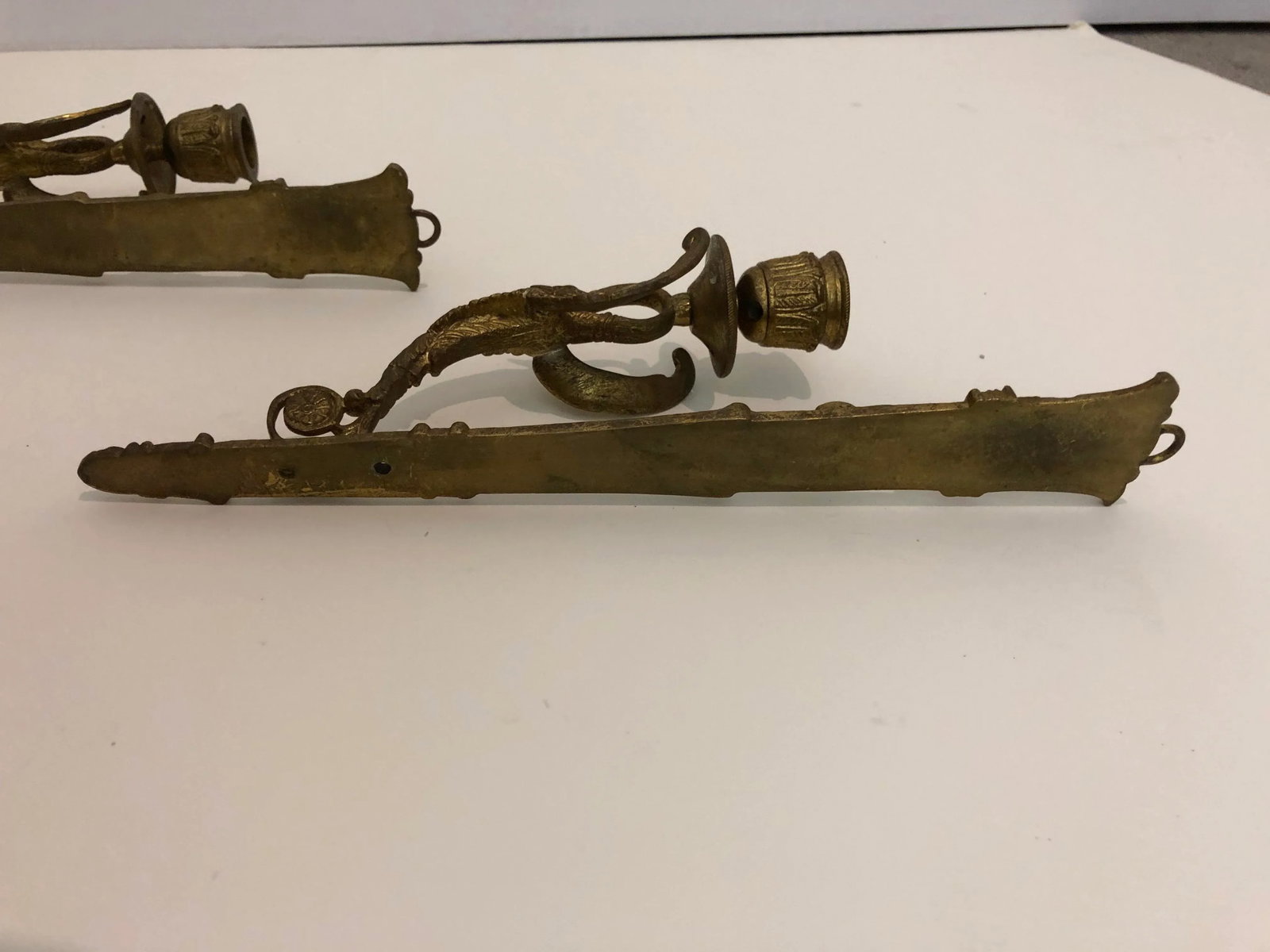 Gilt (Gold) Empire Style Bronze Wall Appliques (Sconces) - a Pair - 4