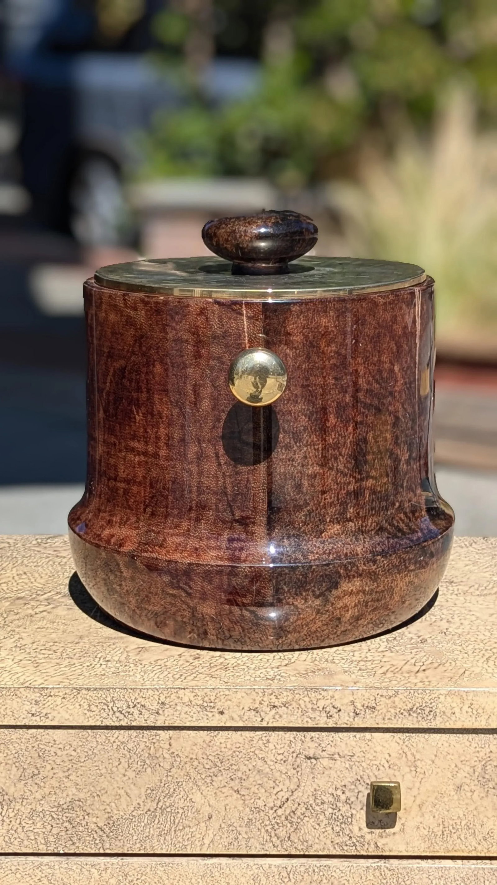 Aldo Tura Mid-Century Modern Brass and Lacquered Goatskin Ice Bucket - 5