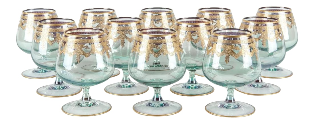 Vintage Murano Crystal Brandy / Snifter Set 12 Pieces (1 of 7)