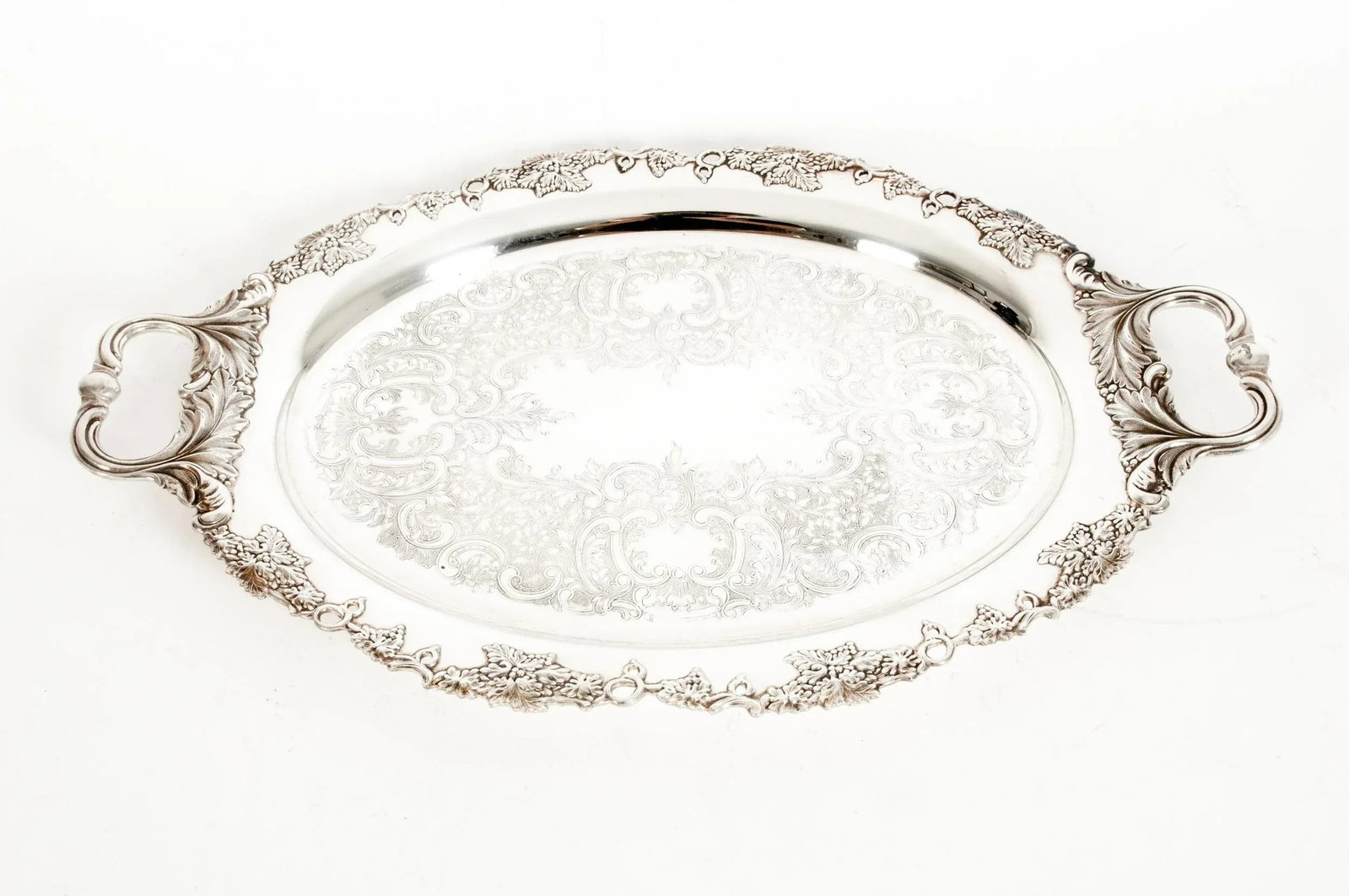 English Sheffield Plated Barware Tray With Side Handles - 13