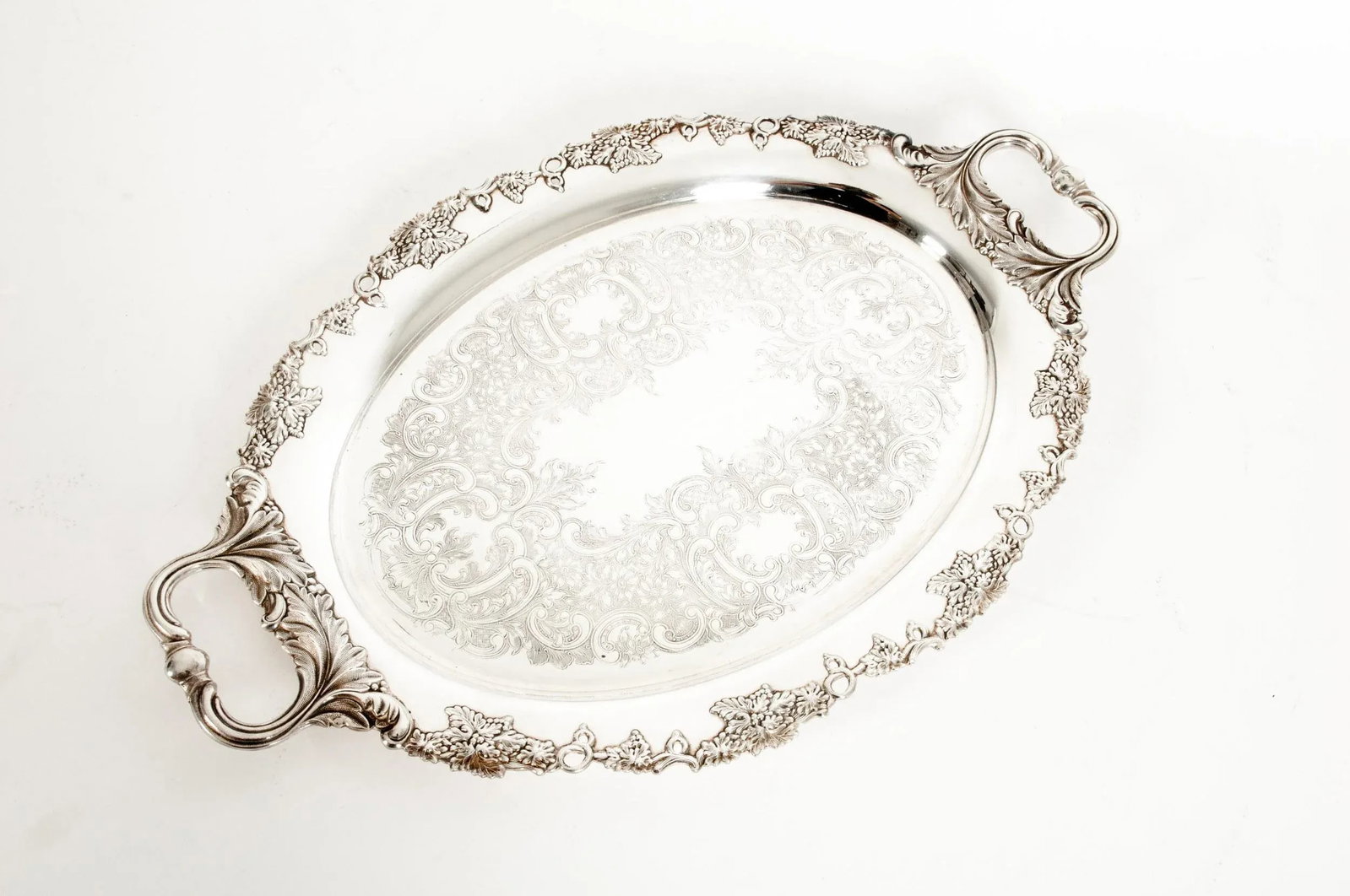 English Sheffield Plated Barware Tray With Side Handles - 3