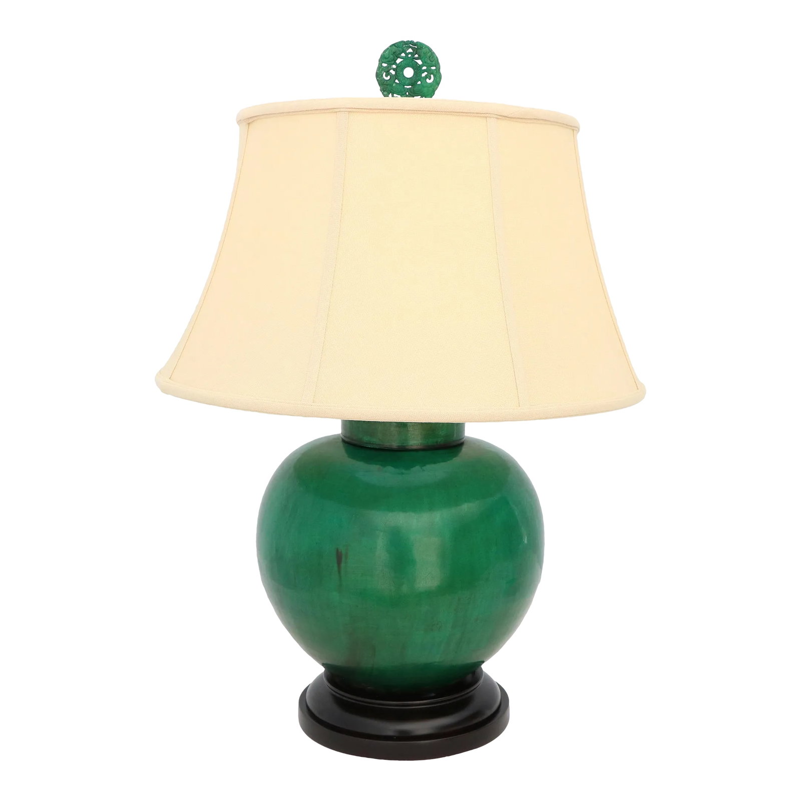 Green Monochrome Crackle Glazed Ginger Jar Mounted as a Table Lamp (1 of 11)
