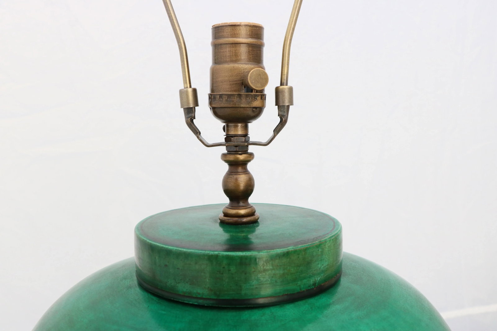 Green Monochrome Crackle Glazed Ginger Jar Mounted as a Table Lamp - 3